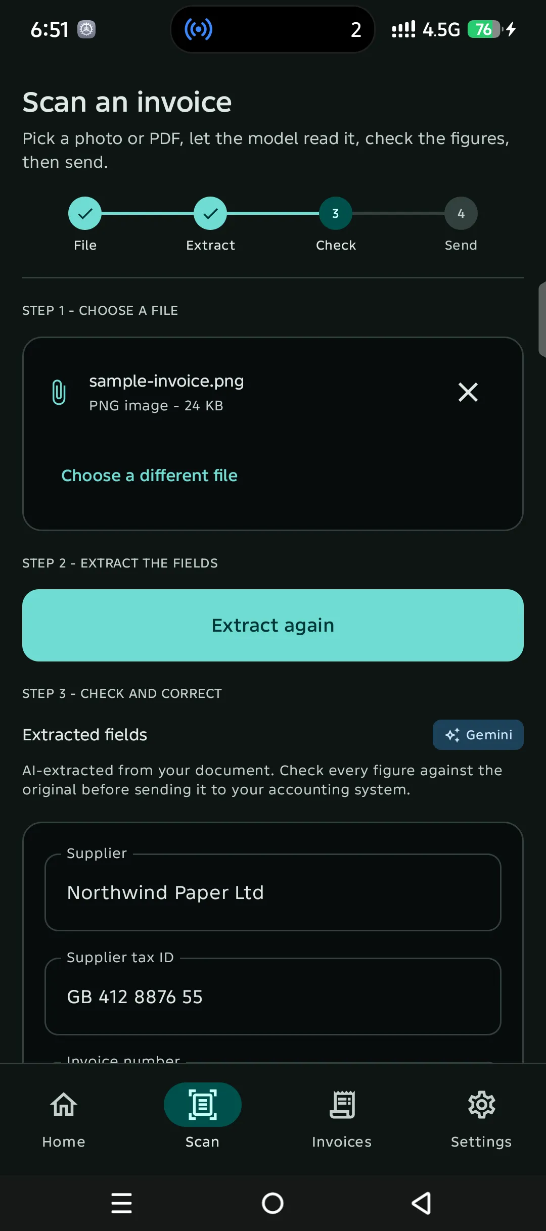 Android-App: Aufnahme und Extraktion einer Beispielrechnung
